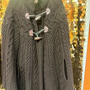 Ralph Lauren Dark Brown Cable Knit Cape